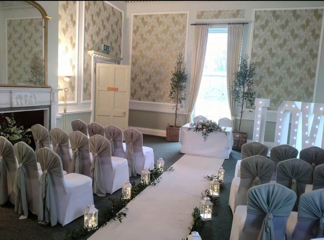 A room set out for a wedding ceremony