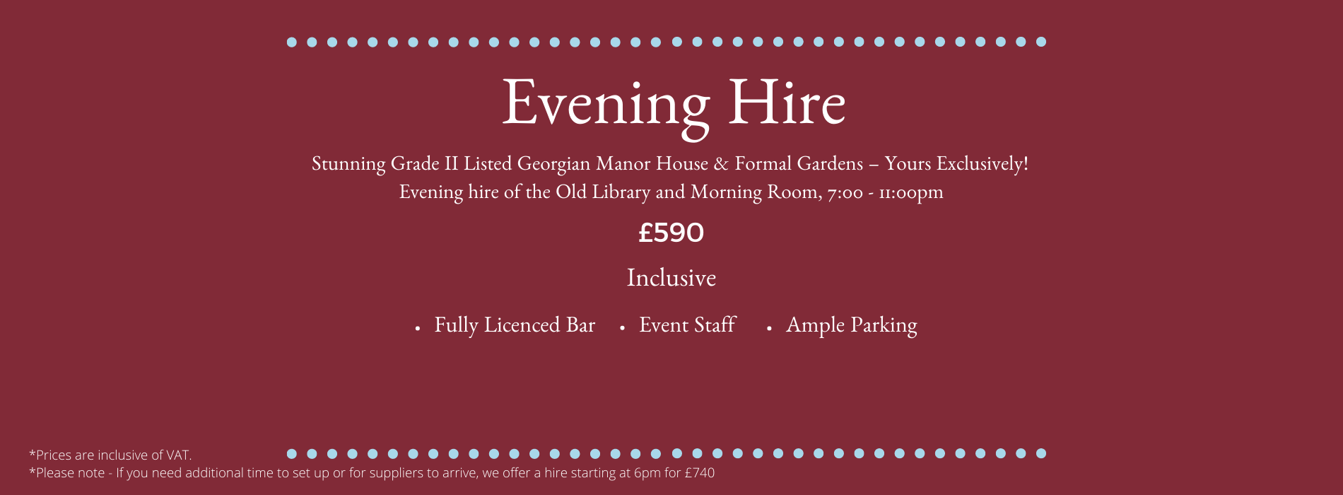 Wedding Packages & Rates - Merley House