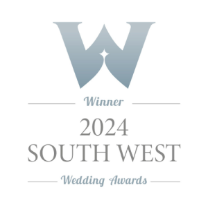 The South West Wedding Awards logo. Text reads Winner 2024 South West Wedding Awards