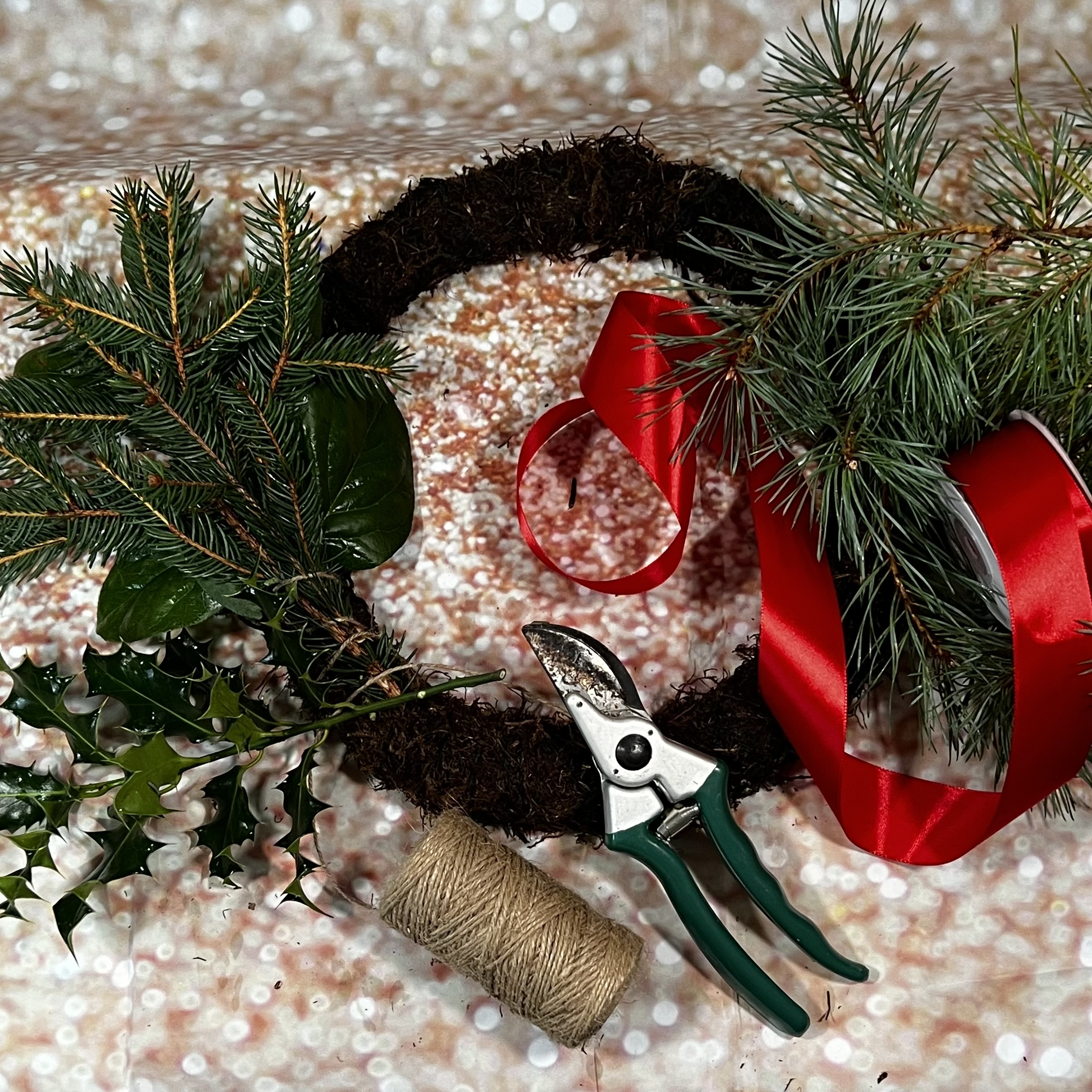 A traditional Christmas wreath